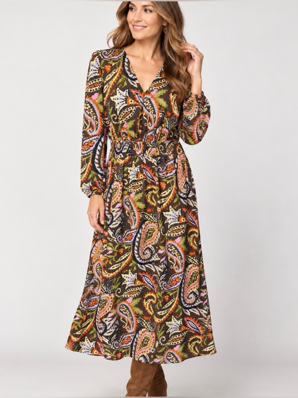 Belle Boho by Kim Gravel Women's Size MP Rustic Paisley Dress